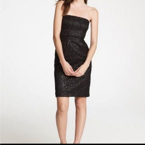 J Crew black lace sparkle strapless dress - Picture 2 of 13